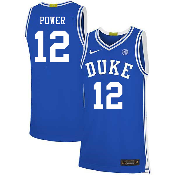 Men #12 TJ Power Duke Blue Devils College Basketball Jerseys Stitched Sale-Blue